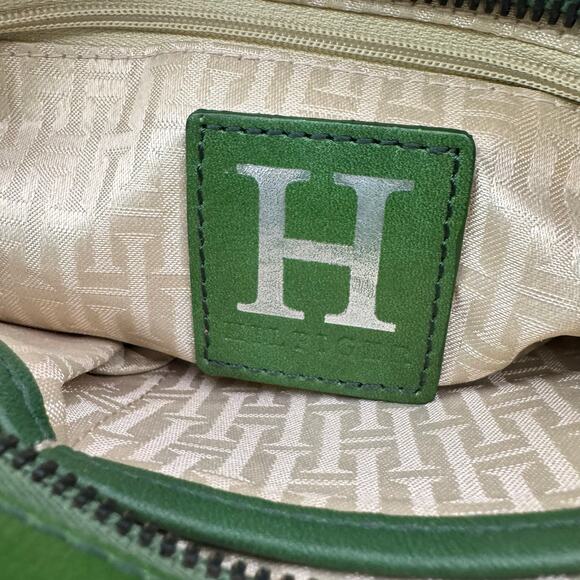 Vintage Tommy Hilfiger Y2K Green Leather Shoulder Bag Buckle Retro Satchel - Picture 10 of 10
